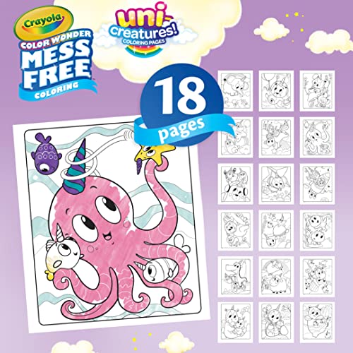 Crayola Color Wonder Unicreatures, Unicorn Mess Free Coloring Pages & Markers, Gift for Kids, Ages 3, 4, 5, 6, Crayola