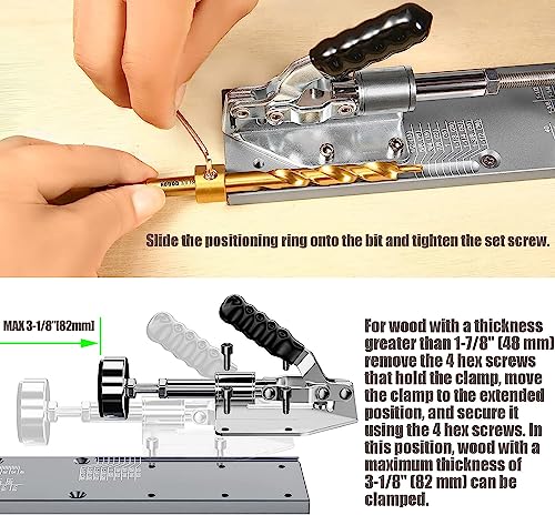 HOWOD Pocket Hole Jig Kit, Professional and Upgraded All-Metal Pocket Screw Jig. HOWOD