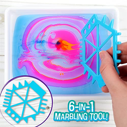 Made By Me Marbling Paint Studio, 25-Piece Marbling Kit for Kids, Make 10 Pour Paint Art Projects, Dip & Paint Marbling Arts & Crafts Kits for Kids, Made By Me