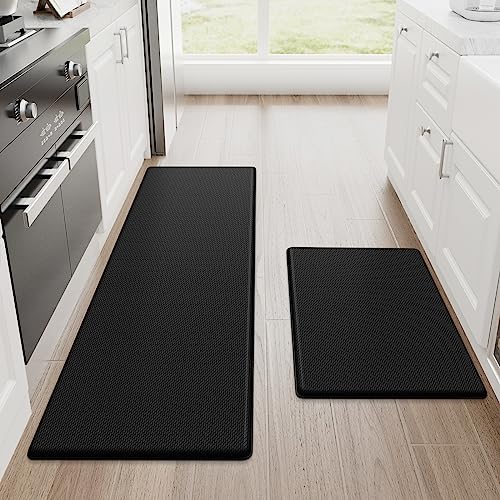 StepRite Kitchen Mats, 2PCS Kitchen Rugs, Cushioned Anti Fatigue Kitchen Mats for Floor, Non-Slip Standing Desk Mat, Waterproof Kitchen Rug Set for StepRite
