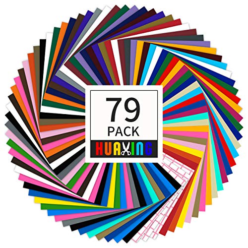 Huaxing Permanent Self Adhesive Vinyl Sheets (Pack of 79, 12” X 12”) - 38 Assorted Colors Premium Adhesive Craft Outdoor Vinyl for Decor Sticker - WoodArtSupply