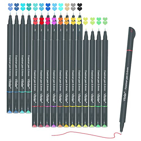VITOLER 24 Colored Journaling , Fine Line Point Drawing Marker Pens for Writing Journaling Planner Coloring Book Sketching Taking Note Calendar Art Vitoler