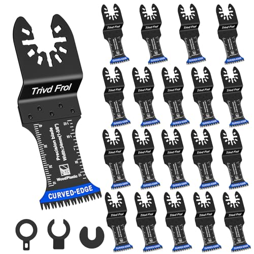 Trivd Frol 20PCS Japanese Tooth Oscillating Saw Blades, Curved Edge Oscillating Multitool Blades Clean Cut for Wood, Plastic, Oscillating Tool Blades Trivd Frol