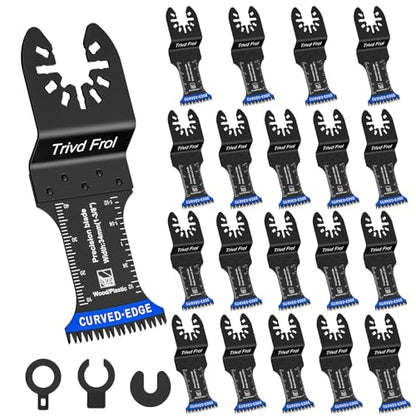 Trivd Frol 20PCS Japanese Tooth Oscillating Saw Blades, Curved Edge Oscillating Multitool Blades Clean Cut for Wood, Plastic, Oscillating Tool Blades - WoodArtSupply