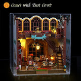 DIY Miniature Dollhouse Kit, Tiny House Model with LED Light, Dust Proof Cover, 3D Wooden Puzzle for Adults, Creative Handmade Crafts Home Decor Hallisun