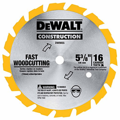 DEWALT Circular Saw Blade, 5 3/8 Inch, 16 Tooth, Wood Cutting (DW9055) DEWALT