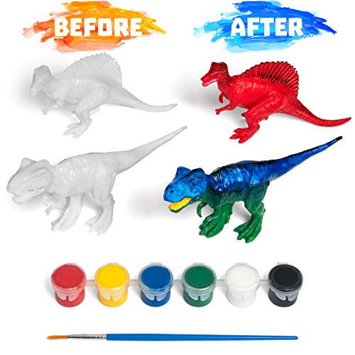 COASTLINE CRAFT Dinosaur Painting Kit for Kids w/Dino Trivia- Dinosaur Crafts for Kids Ages 3-5 + w/ 2T-Rex, Velociraptor, Stegosaurus & More COASTLINE CRAFT