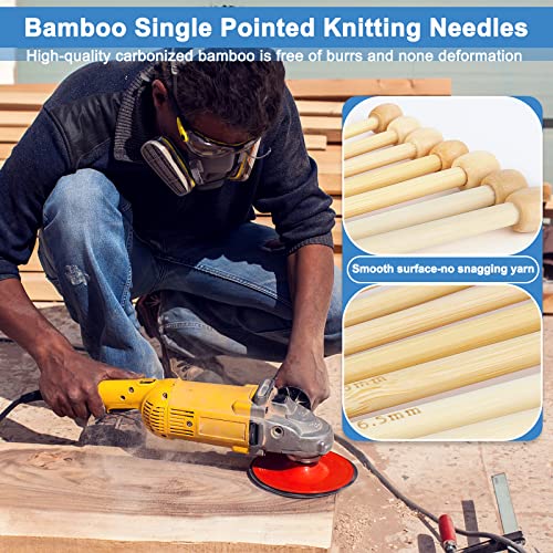 Coopay Knitting Kit 71 PCS Knitting Needles Set, Knitting Kit for Beginners Adults 2mm-10mm Straight Single Pointed Bamboo Knitting Needles with Coopay