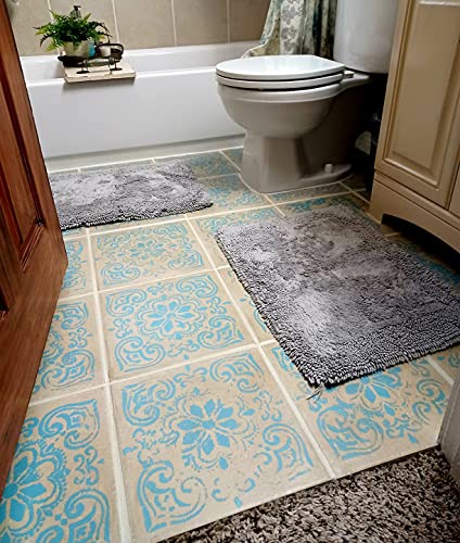 HELLATHUND 6pcs Reusable Tile Stencils 8x8 Inch, Mandala Stencils Painting, Stencils for Painting Floors, Wall Stencils for Painting HELLATHUND