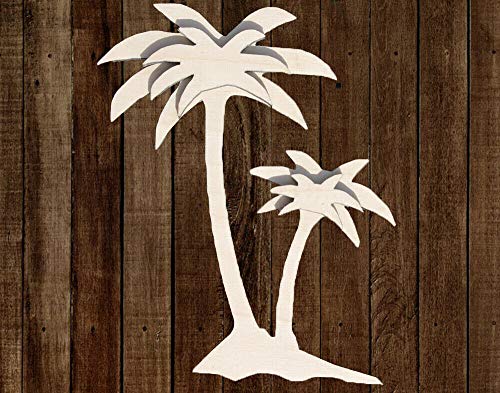 10" Palm Tree Unfinished Wood Cutout Crafts Door Hanger Paintable Wreath Beach Sea