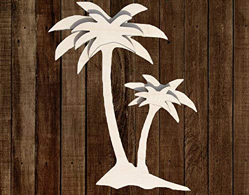 18" Palm Tree Unfinished Wood Cutout Crafts Door Hanger Paintable Wreath Beach Sea - WoodArtSupply