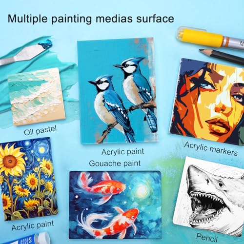 AUREUO Mini Stretched Canvas - 2x3 Inch/24 Pack - 2/5 Inch Profile Small Square Canvas - Gift Set for Kids, Bulk Pack Canvases for Acrylic Painting & AUREUO