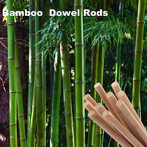 Wooden Dowel Dods Wood Dowels, 10PCS 1/2 x 12" Natural Round Bamboo Sticks for Crafting, Macrame Dowel, Unfinished Hardwood Sticks for Crafts, Coowayze
