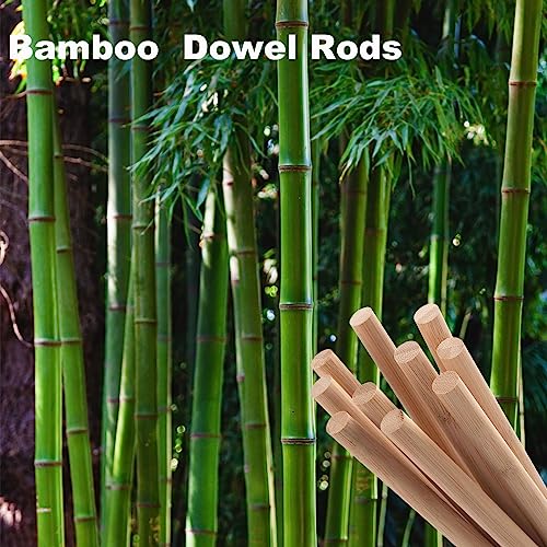 Wooden Dowel Dods Wood Dowels, 10PCS 1/2 x 12" Natural Round Bamboo Sticks for Crafting, Macrame Dowel, Unfinished Hardwood Sticks for Crafts, - WoodArtSupply