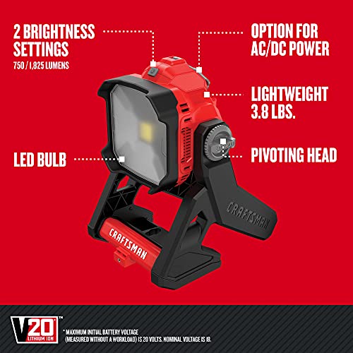 CRAFTSMAN V20* LED Work Light, Small Area, Tool Only (CMCL030B) - WoodArtSupply