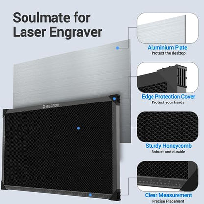Mecpow Honeycomb Laser Bed, 450 x 850mm Honeycomb Working Table for Most Laser Engraver, Durable Steel Honeycomb Panel for Fast Heat Dissipation, - WoodArtSupply