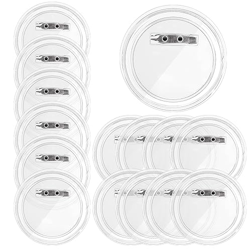 Teaaha 15Set Clear Button pins, Acrylic Clear Design Button Badge Clear Plastic Craft Button with Pin, Blank Pins Buttons Badges Kit for DIY Craft - WoodArtSupply