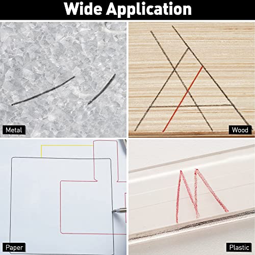 Hiboom 5 Pcs Mechanical Carpenter Pencil, 30 Pcs Refills Needle Nose Tip Hole Marker with Built in Sharpener, Scribe Making Tools for Woodworking, Hiboom