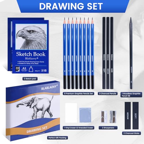 HIFORNY 60 Pcs Drawing Kit Sketching Pencil Set,Sketch Pencils Art