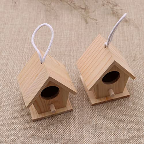 ARTIBETTER 5pcs Finch Breeding for of Home Decor Party to Imitation Paintable Handmade Tiny Easter Country Wooden Mini Throstle Outdoors Nest Pendant ARTIBETTER