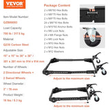 VEVOR Adjustable Universal Mobile Base 700 LBS Load-Bearing Capacity Heavy-Duty Mobile Base Rolling Mobile Base with Locking Levers, Used for VEVOR