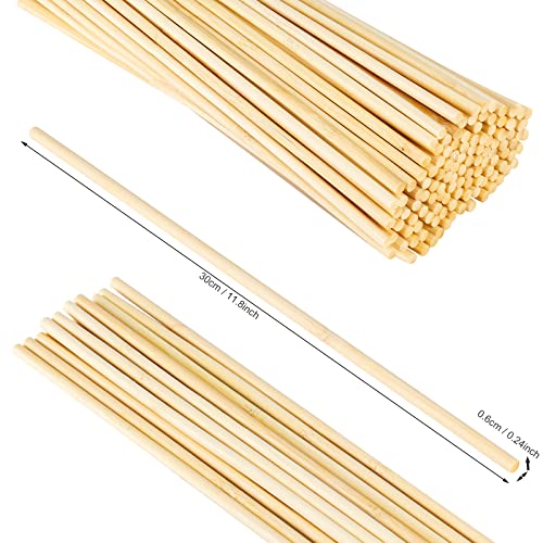30PCS Wooden Dowel Rods, 1/4 x 12 Inch Round Unfinished Bamboo Dowel Rods, Wood Crafts Sticks Doweling Rods for Crafts and DIYers Arts Projects