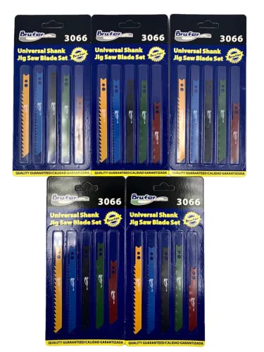 BRUFER 03066 Universal Shank Jig Saw Blade Set - Includes 5 Sets of 5 Blades - 25 Pieces Total BRUFER Quality Products