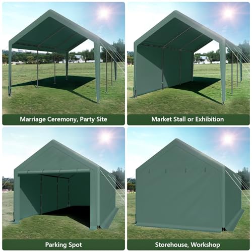 Carport 10'x20' Heavy Duty Canopy Steel Canopy Storage Shed,Portable Garage Party Tent,Portable Garage with Removable Sidewalls & Doors All-Season Generic