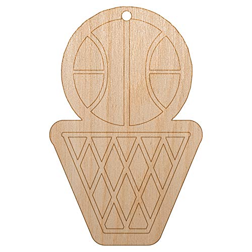 Basketball and Hoop Unfinished Craft Wood Holiday Christmas Tree DIY Pre-Drilled Ornament Sniggle Sloth