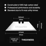 WORKPRO Utility Knife Blades, 100-Pack Utility Blades Replacement with Dispenser, SK5 Carbon Steel, Red WORKPRO