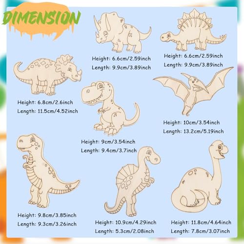 8 Pcs Unfinished Wooden Dinosaur Animal Laser Cut DIY Craft Party Deco Art Deco Room Decor DIY Craft Art Project, 8 Items - WoodArtSupply