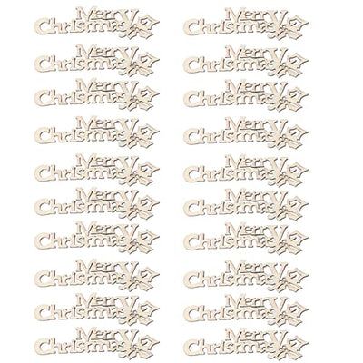 Holiday Party Wood Cutout Blank Merry Hanging Decoration Words Art Gift Slice Cutouts Slices Pendant Tree Sewing Tags Pattern Embellishment Wooden