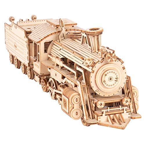 RoWood Model Cars to Build for Adults, 3D Wooden Puzzle for Teens, Scale Mechanical Model Train Building Kits - Prime Steam Express - WoodArtSupply