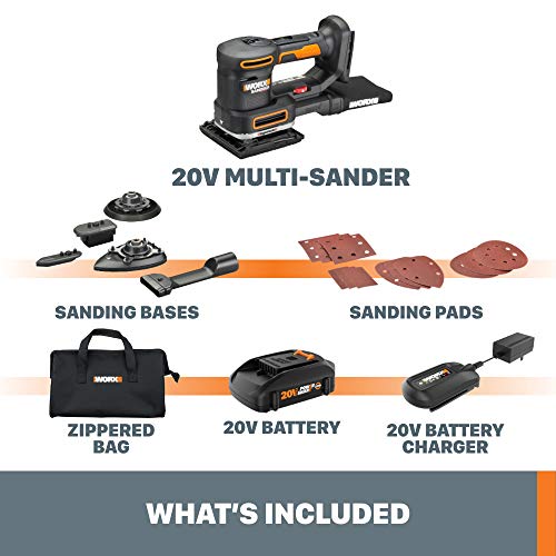 WORX WX820L 20V Power Share Sandeck 5-in-1 Cordless Multi-Sander (Battery & Charger Included) WORX