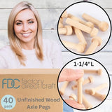 Factory Direct Craft Unfinished Wood Axle Pegs Pack of 40 for Craft Cars Trains and More (1-1/4 Inch Long x 7/32 Inch Diameter) Factory Direct Craft