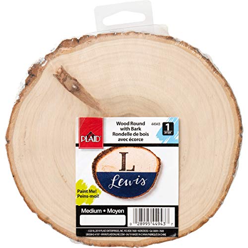 Plaid Round with Bark Wood Surfaces, 7" - WoodArtSupply