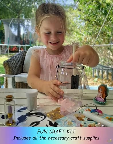 Make Your Own Mermaid Toy Night Light Lantern Jar Arts & Crafts For Girls, DIY Mermaid Gifts For Girls Ages 4 5 6-8 8-10 8-12 & Teens. Best Little 2Pepers