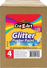 Cra-Z-Art Washable Glitter Paint Bulk Pack 4ct, Assorted Colors 16oz each bottle Cra-Z-Art
