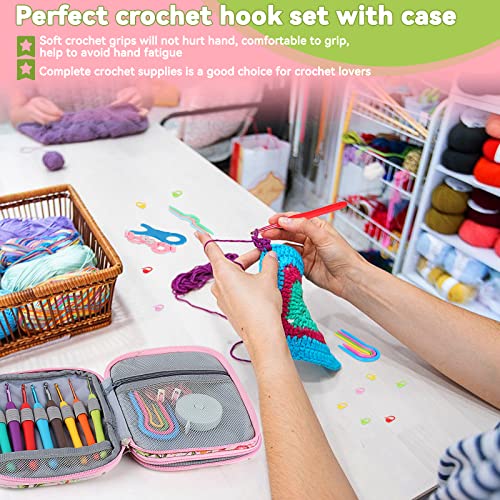 Katech Crochet Hooks with Case, 54-Piece Crochet Hook Set Ergonomic  Aluminum Crochet Hooks Small Sizes Lace Crochet Needles for Making Hats  Gloves