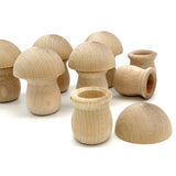 Factory Direct Craft Unfinished Wood Fairy Mushroom Houses Kit - Made in The USA Blank Wooden Bean Pot Candle Holders and Split Balls DIY Wood Factory Direct Craft