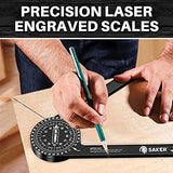 Saker Miter Saw Protractor|7-Inch Aluminum Protractor Angle Finder Featuring Precision Laser-Inside & Outside Miter Angle Finder for Carpenters, Saker