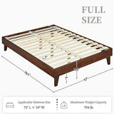 Yaheetech Deluxe Solid Pine Wood Full Bed Frame with DIY Headboard Slots and Wooden Slats Support Yaheetech