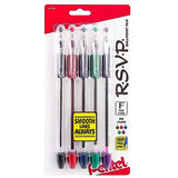 Pentel R.S.V.P. Ballpoint Pen, Fine Line, (0.7mm), Assorted Ink, Clear Barrel, 5 Pack (BK90BP5M) Pentel