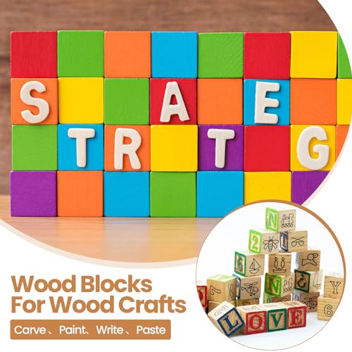 Barydat 300 Pcs Wooden Cube Unfinished Wooden Craft Cube Natural Blank Wooden Block for Craft Square Wood Block Cube Craft Wood Craft Supply Wood Barydat