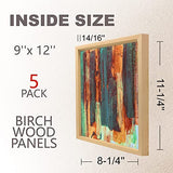 Unfinished Birch Wood Boards Canvas for Painting, 5 Packs 3/4’’ Deep Cupohus 9’’ x 12’’ Wooden Cradled Panels for Pouring Art, Crfats, Paints and Cupohus