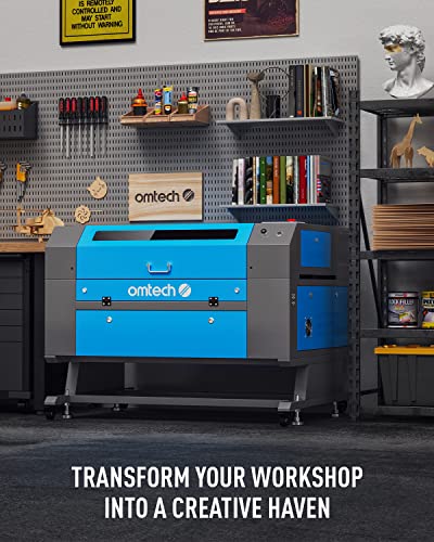OMTech 60W CO2 Laser Engraver with LightBurn, 20x28 Inch Laser Engraving Cutting Machine with Autofocus Autolift 4 Way Pass Air Assist Water Pump, OMTech