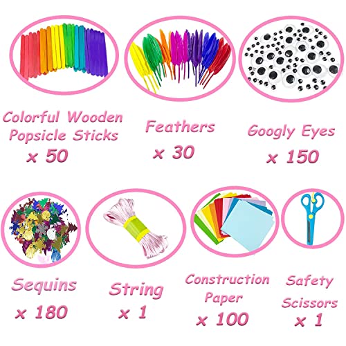 Arts and Crafts Supplies for Kids 1600Pcs DIY Craft Kits Art Supplies Materials Kids Crafts Set with Pipe Cleaners Craft Box Preschool Homeschool VLUSSO