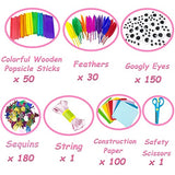 Arts and Crafts Supplies for Kids 1600Pcs DIY Craft Kits Art Supplies Materials Kids Crafts Set with Pipe Cleaners Craft Box Preschool Homeschool VLUSSO