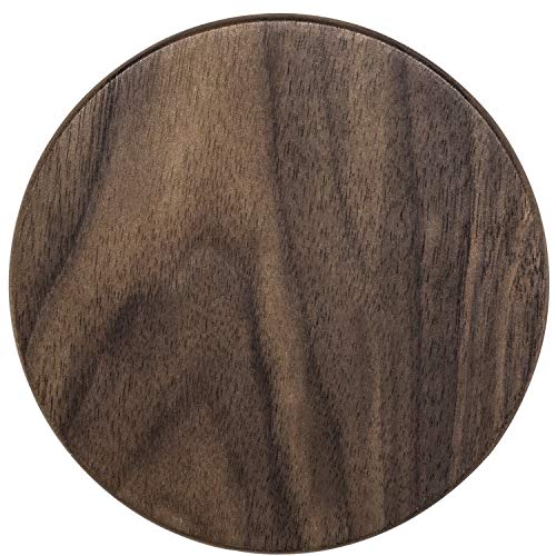 Wood Drink Coasters with Metal Holder, GOH DODD 4 Inch 6 Pieces Wooden Coasters Cup Coaster Set for Bar Kitchen Home Apartment, Walnut Wood GOH DODD