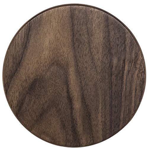 Wood Drink Coasters with Metal Holder, GOH DODD 4 Inch 6 Pieces Wooden Coasters Cup Coaster Set for Bar Kitchen Home Apartment, Walnut Wood - WoodArtSupply